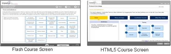 Flash和HTML5课程的屏幕截图