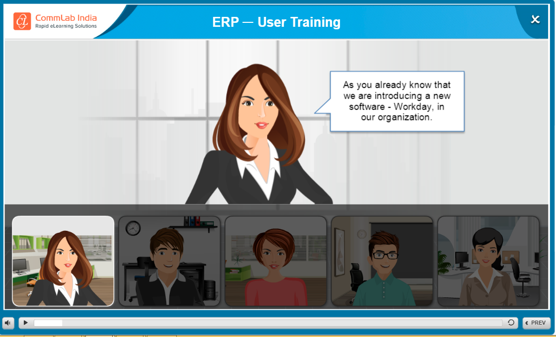 从ERP终端用户培训的电子学习课程的截图